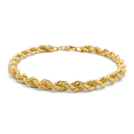 10k Semi-Solid Yellow Gold Rope Link Bracelet 8mm