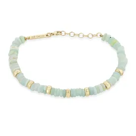 14k Gold & Mixed Light Blue Opal Rondelle Bead Bracelet