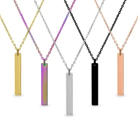 18K PVD Coated Vertical Stainless Steel Bar Necklace / SBB0299