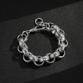 20mm Silver Filled Ornate Belcher Bracelet Albert Clasp 7.5/8 Inch