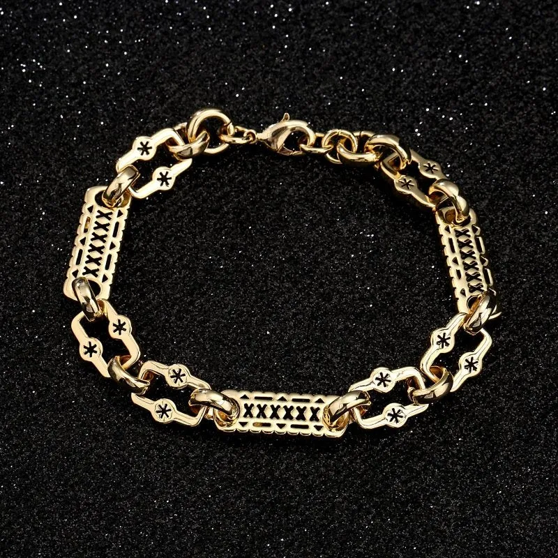 9mm Gold Filled Bonded Stars and Bars Bracelet 8.5/9 Inches