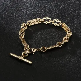 9mm Gold Filled Bonded Stars and Bars T-Bar Bracelet 8/9 Inch