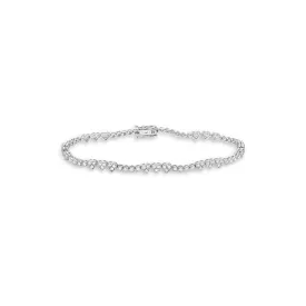 Alternate Diamond Heart Shape Tennis Bracelet (1.65 ct.) 2.8 mm Buttercup Setting in 14K Gold