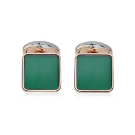 Babette Wasserman Key Stone Green Agate Cufflinks