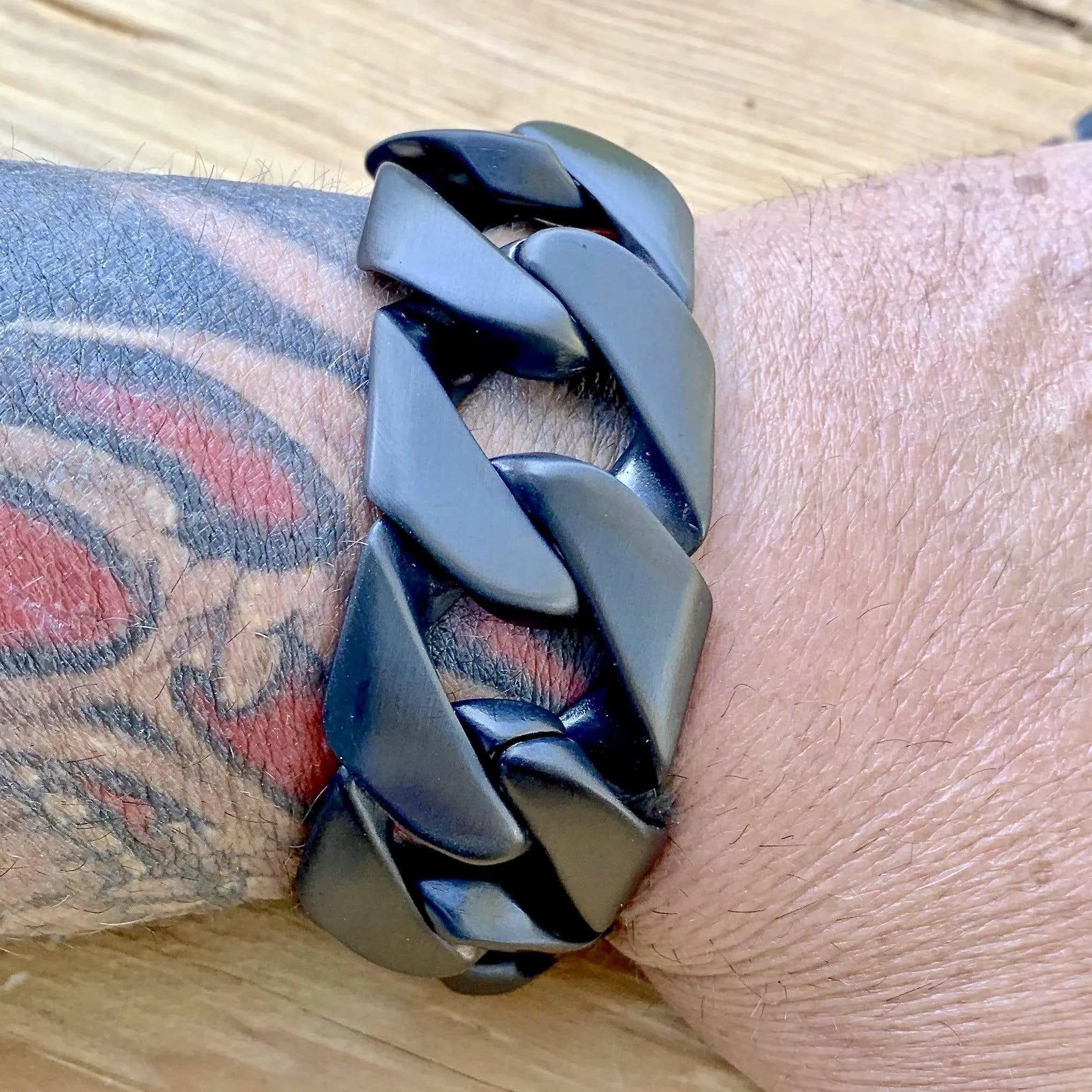 Bagger Bracelet - Matte Black - 1.25" Wide - The Classic - B28