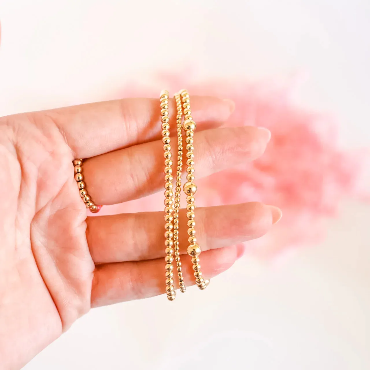 Beaded Blondes | Set of Three | Dainty Everyday Bracelet Stack in Gold