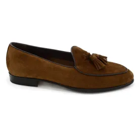 Berwick 1707 Tassel Belgian Loafer (5084) -Kudu Reverse Suede In Snuff Brown