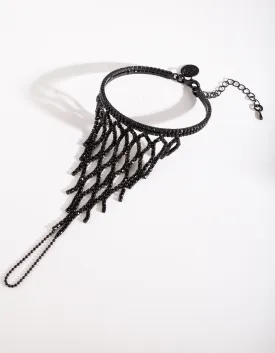 Black Diamante Hand Chain