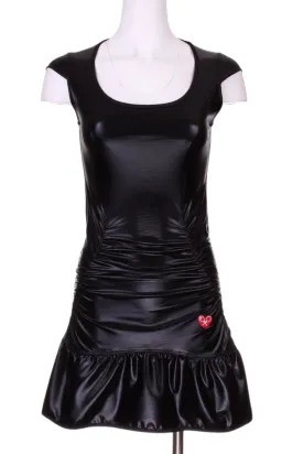 Black Pleather Monroe Tennis Dress