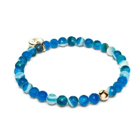 Blue Line Agate | .925 Sterling Gold Vermeil | Healing Gemstone Bead Bracelet