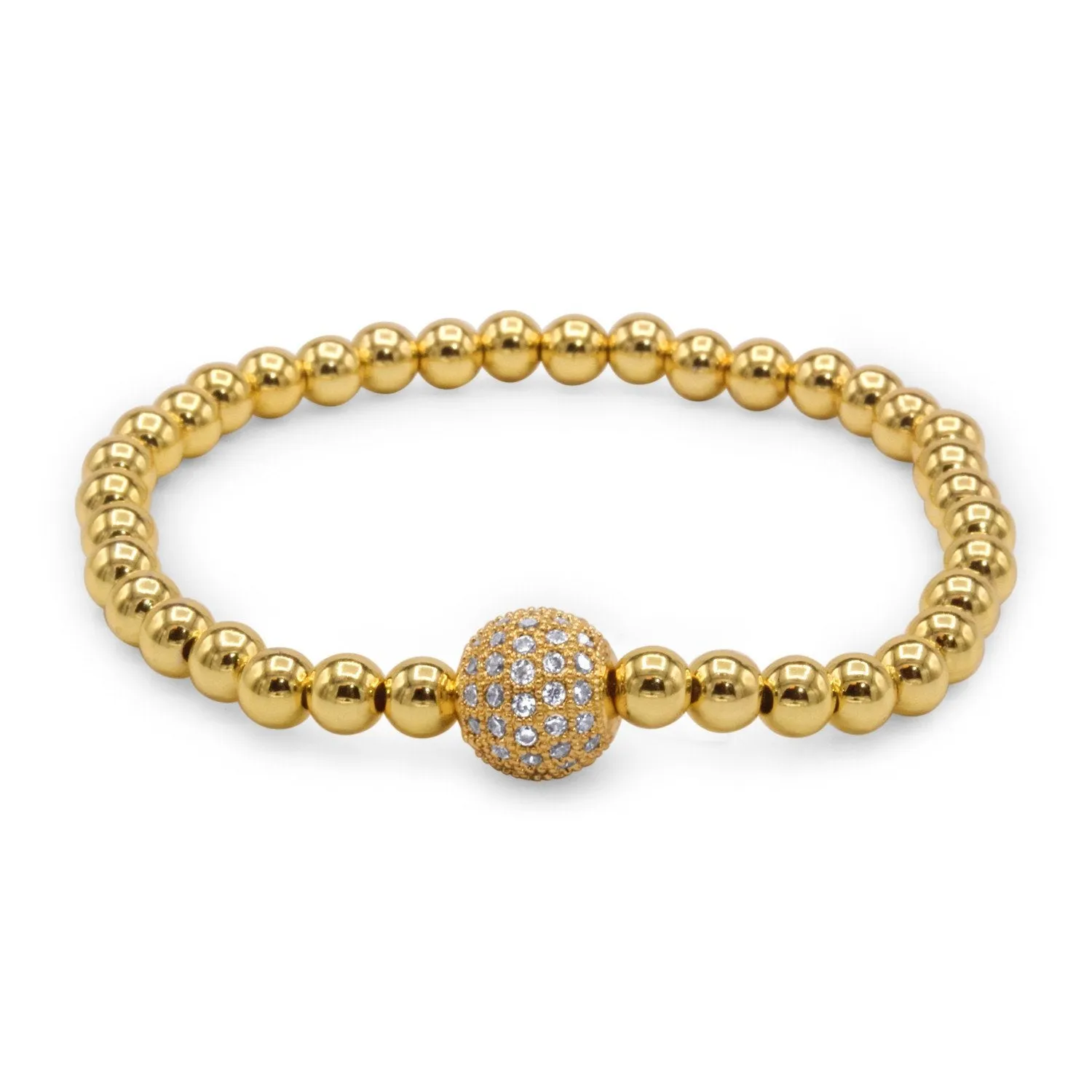 Brass Cubic Zirconia Ball Charm Bracelet