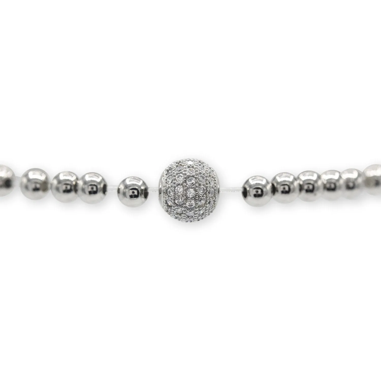 Brass Cubic Zirconia Ball Charm Bracelet