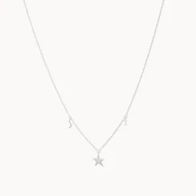 Bright star white topaz baguette necklace silver - sterling silver