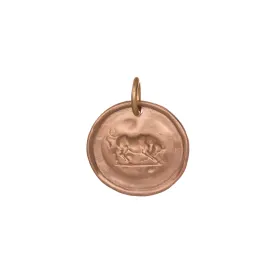 Bull Coin Pendant - Rose Gold