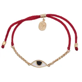 CHAIN & CORD EYE BRACELET - RED - GOLD