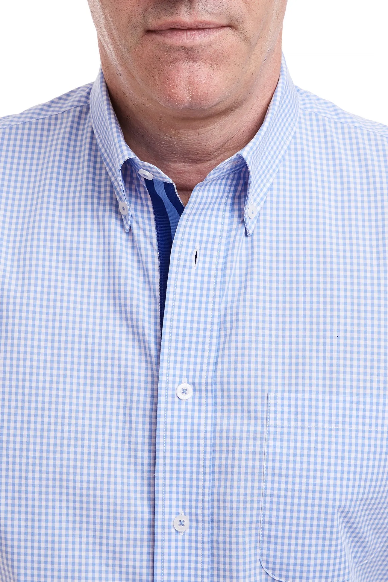 Chase Shirt Blue Gingham with Navy and Lt. Blue Grosgrain