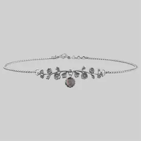 DARK BLOOM. Black Mother of Pearl Choker - Silver