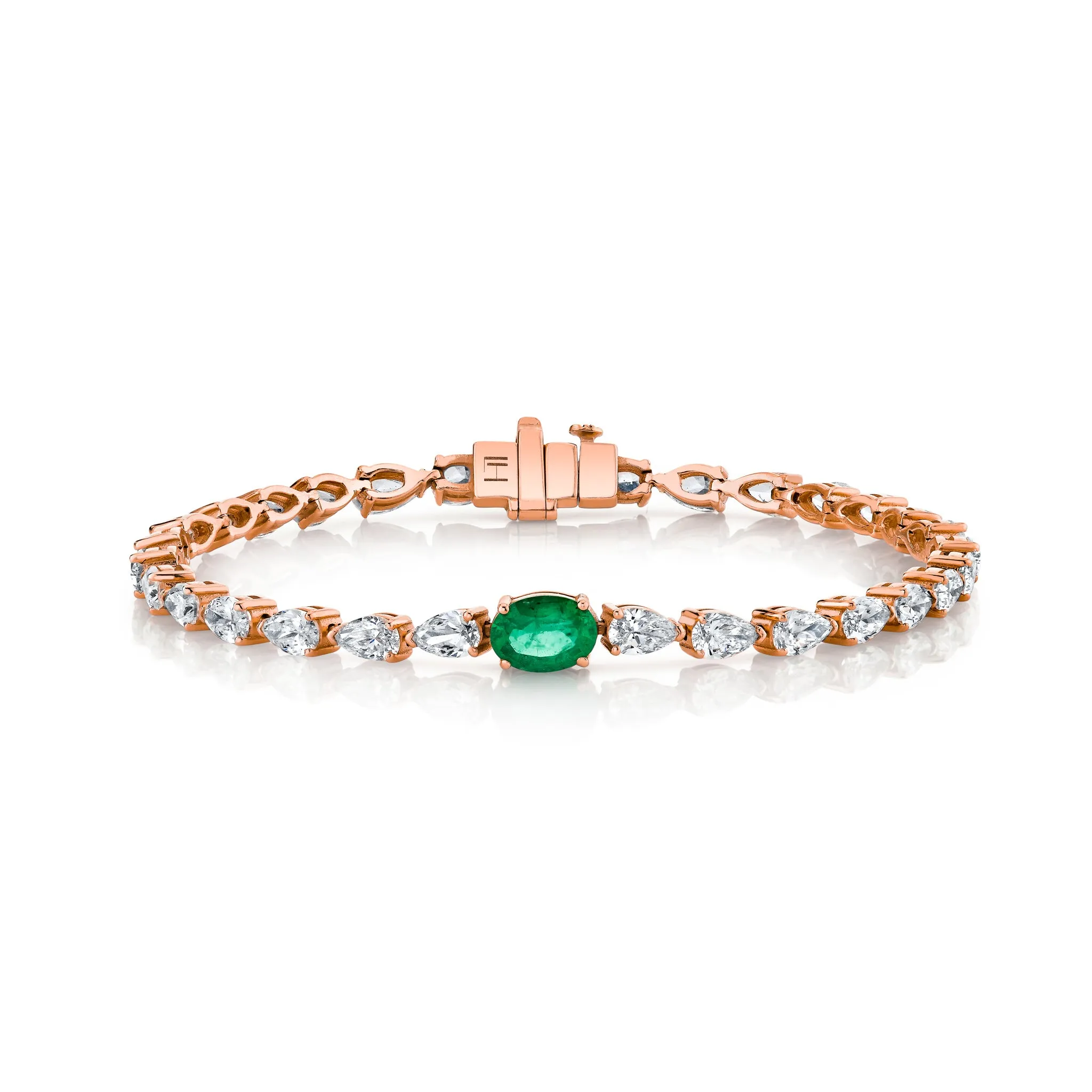 Diamond Water Drop Bracelet with Emerald Center