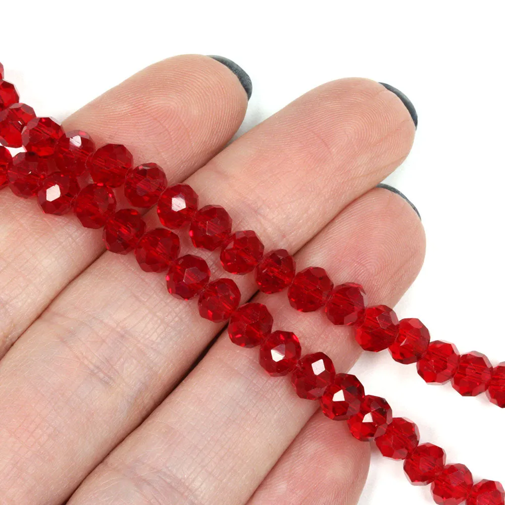 Faceted Rondelle 4x6mm Dark Red 4x6mm - 1 string