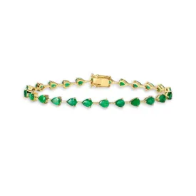 Fancy Pear Shape Emerald Bracelet (6.20 ct.) 3-Prongs Setting in 14K Gold