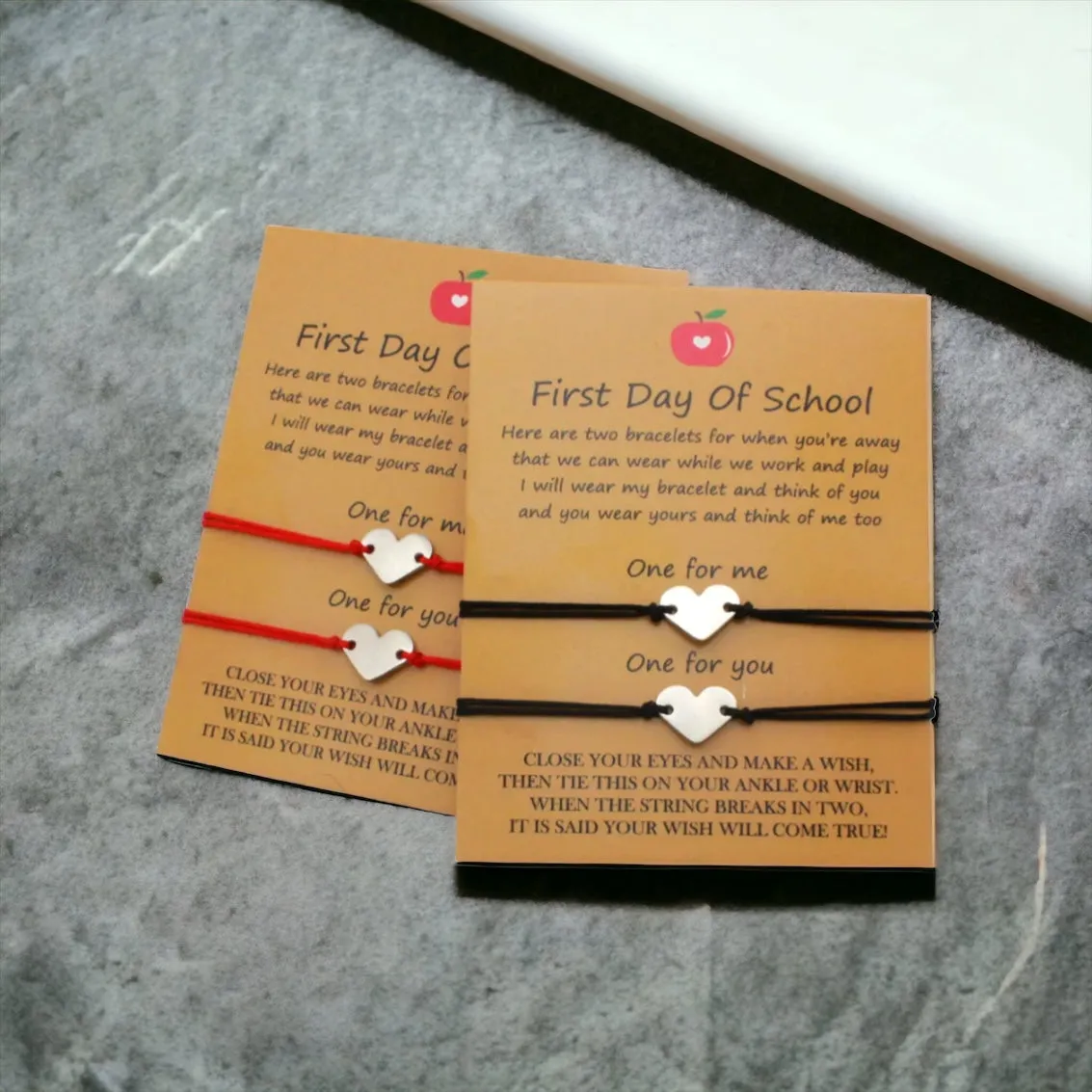 First Day of School Bracelet - Handmade Jewelry, Friendship Bracelet, Courage Bracelet, Kindergarten, Student Wish Bracelet, New School