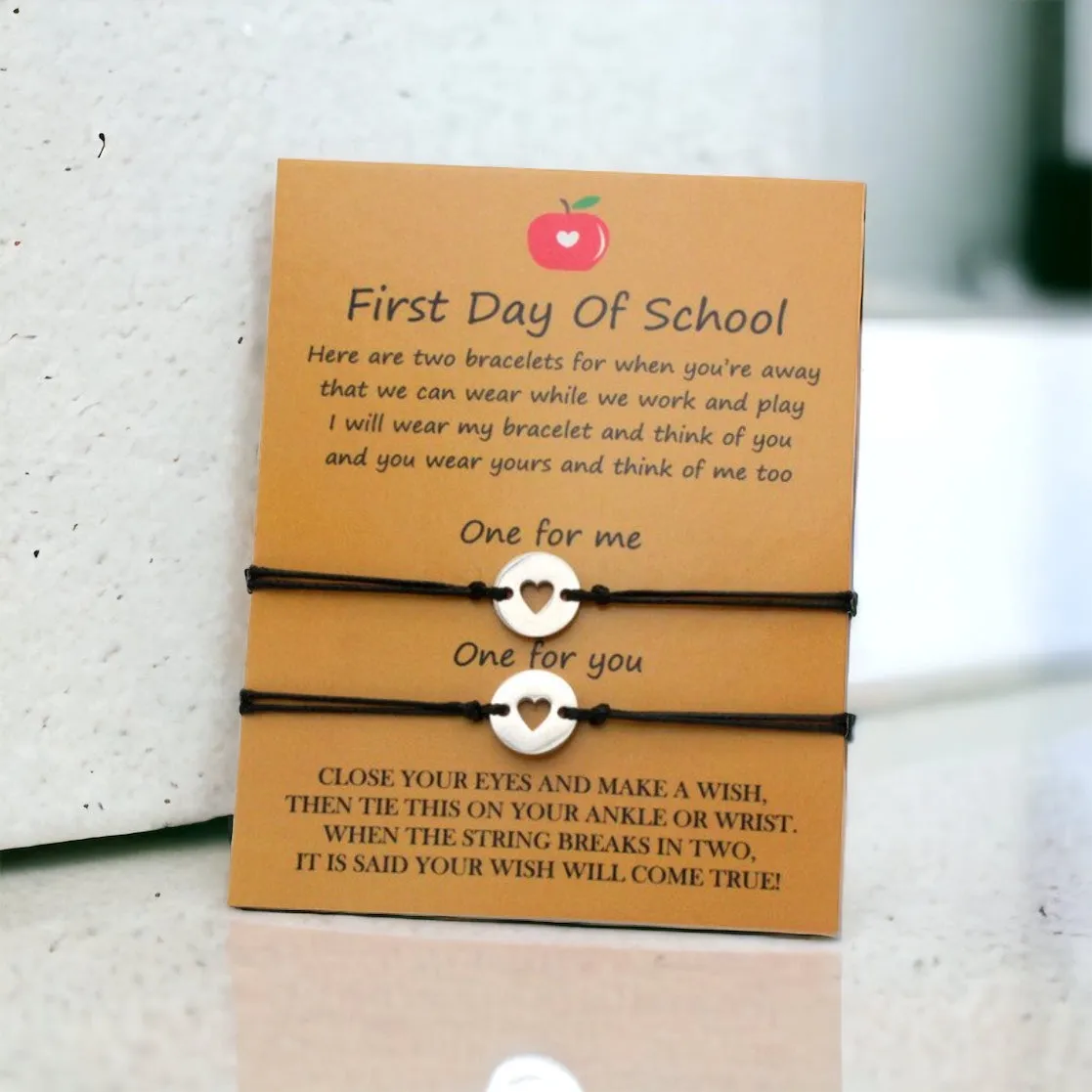 First Day of School Bracelet - Handmade Jewelry, Friendship Bracelet, Courage Bracelet, Kindergarten, Student Wish Bracelet, New School