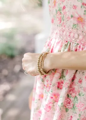 Golden Beads and Bar Bracelet Set