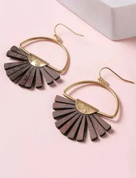 Leather Sector Drop Earrings