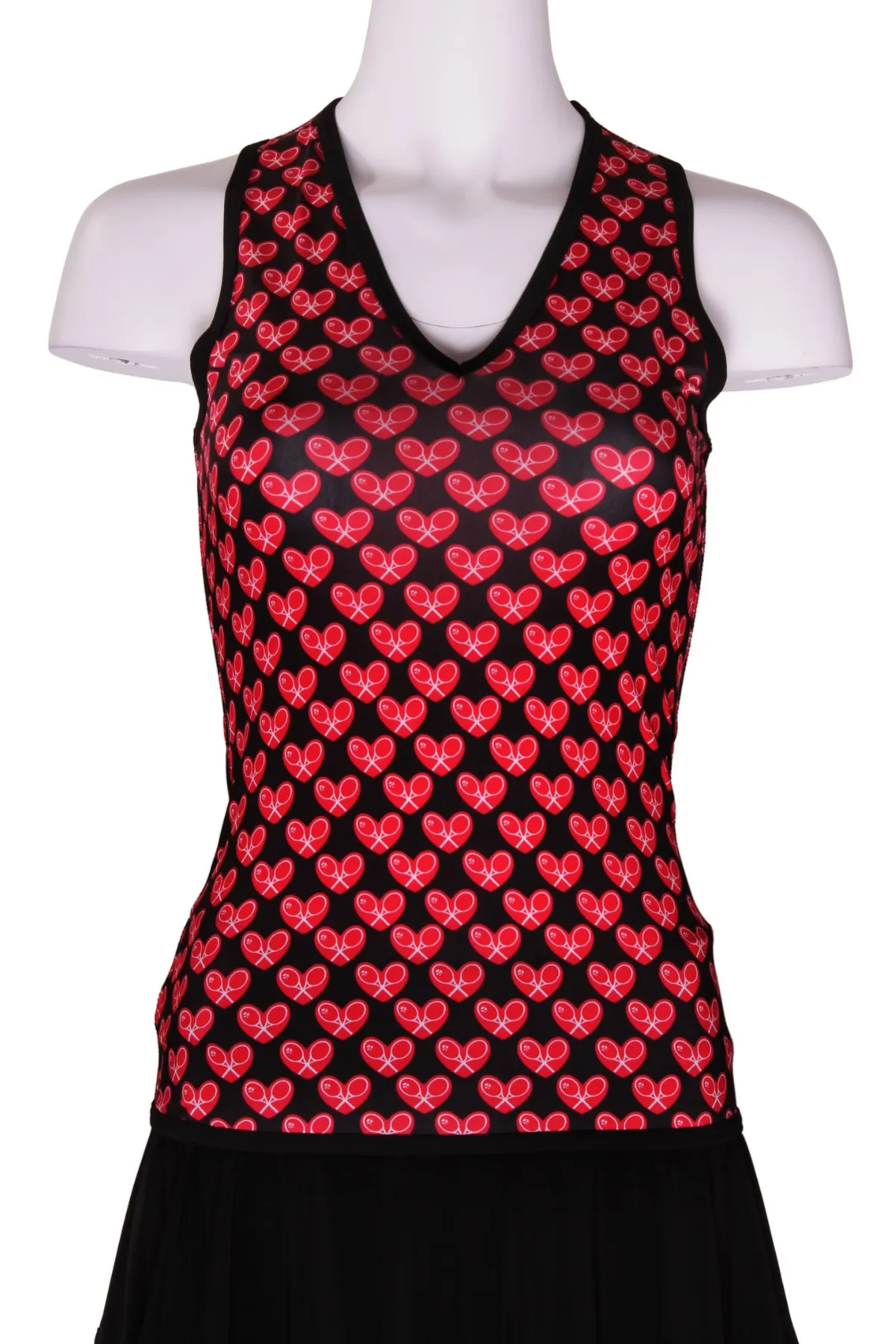 Limited Edition Mini Heart on Black Vee Tank Straight Back