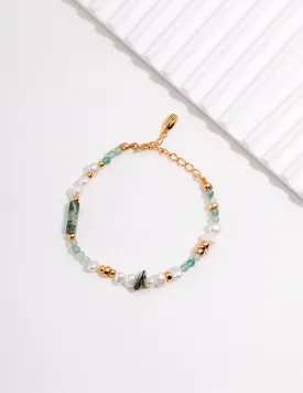 Multielement Gemstone and Pearl Beaded Bracelet