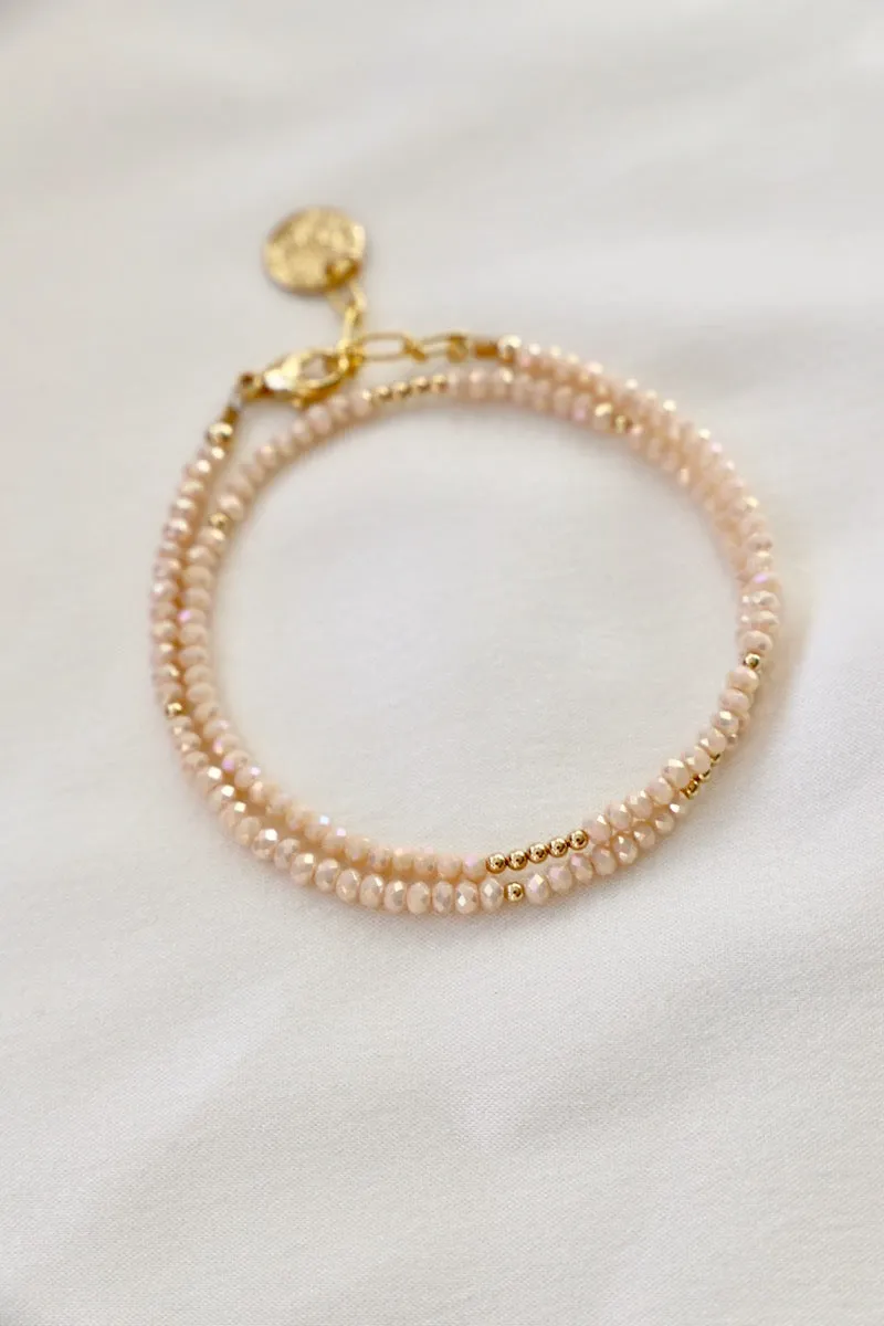 PINK OPAL PETITE DOUBLE WRAP BRACELET