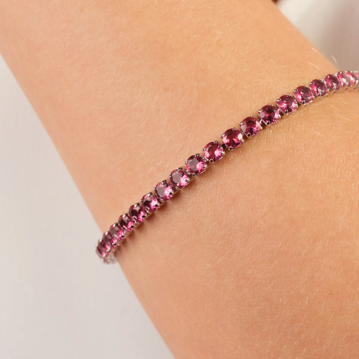 Pink Round Zirconia Tennis Bracelet