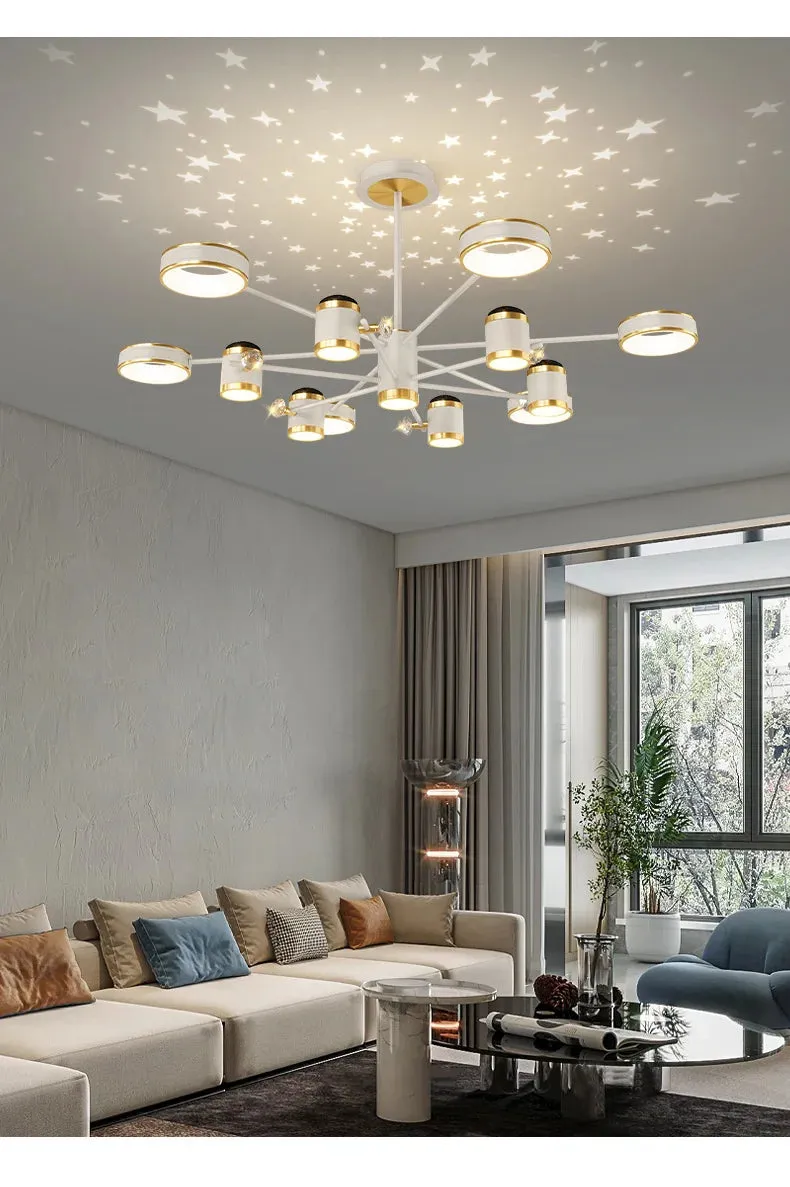 QIYI Starry Projection Modern LED Chandelier Remote Ceiling Pendant Light