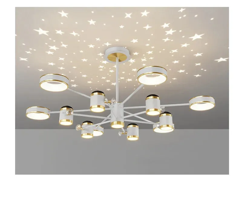 QIYI Starry Projection Modern LED Chandelier Remote Ceiling Pendant Light