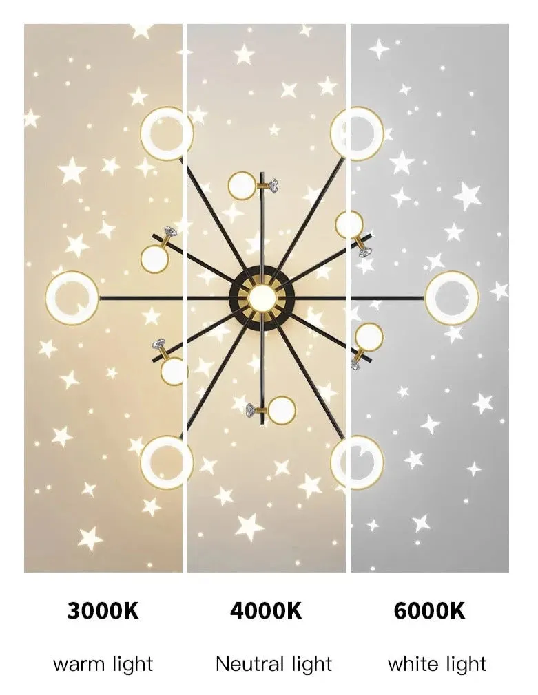 QIYI Starry Projection Modern LED Chandelier Remote Ceiling Pendant Light