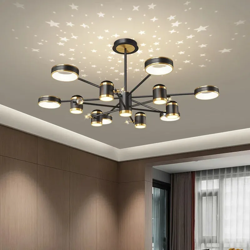 QIYI Starry Projection Modern LED Chandelier Remote Ceiling Pendant Light