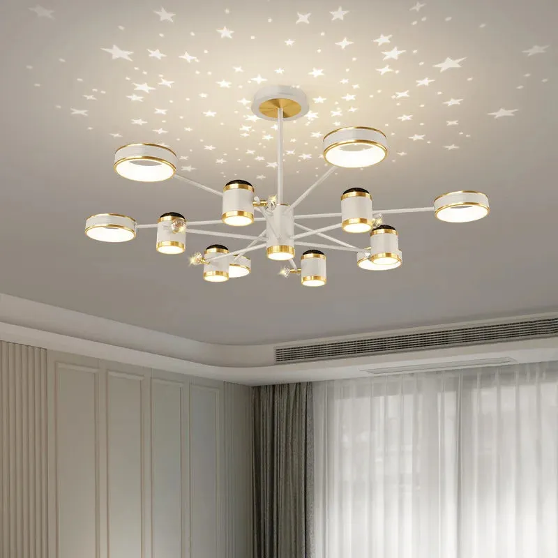 QIYI Starry Projection Modern LED Chandelier Remote Ceiling Pendant Light