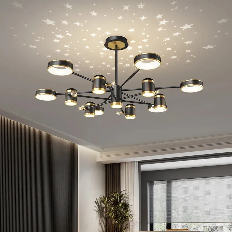 QIYI Starry Projection Modern LED Chandelier Remote Ceiling Pendant Light