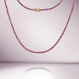 Ready to Ship Pink Sapphire Tennis Necklace (5.50 ct.) 4-Prongs Setting in 14K Gold