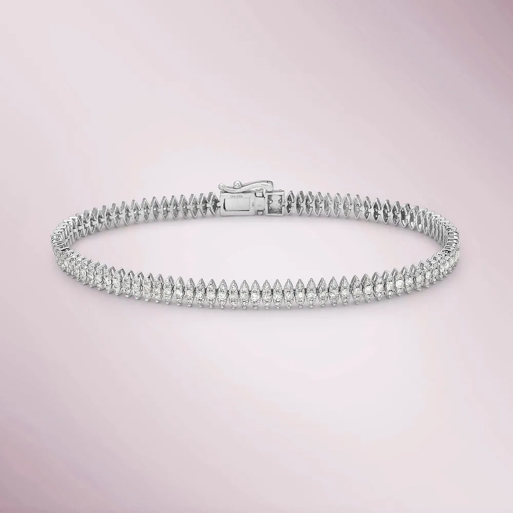 Round Diamonds Marquise Shape Tennis Bracelet (2.25 ct.) in 14K Gold