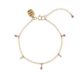 Semi Precious Utulivu 5 Drop Bracelet - MIXED PINKS/GOLD