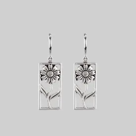 SERENA. Sunflower Hoop Earrings - Silver