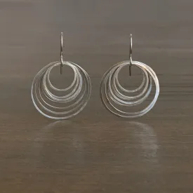 Small Silver Circle Ripple Earrings