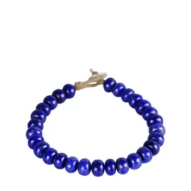 Sterling Silver Lapis Worry Bead Bracelet on Cord