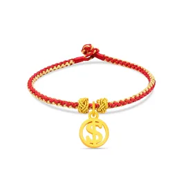 TAKA Jewellery 999 Pure Gold Pendant Money with Handmade Woven Bracelet