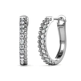 Teagan 18k White Gold Plated Crystal Hoop Earrings for Women