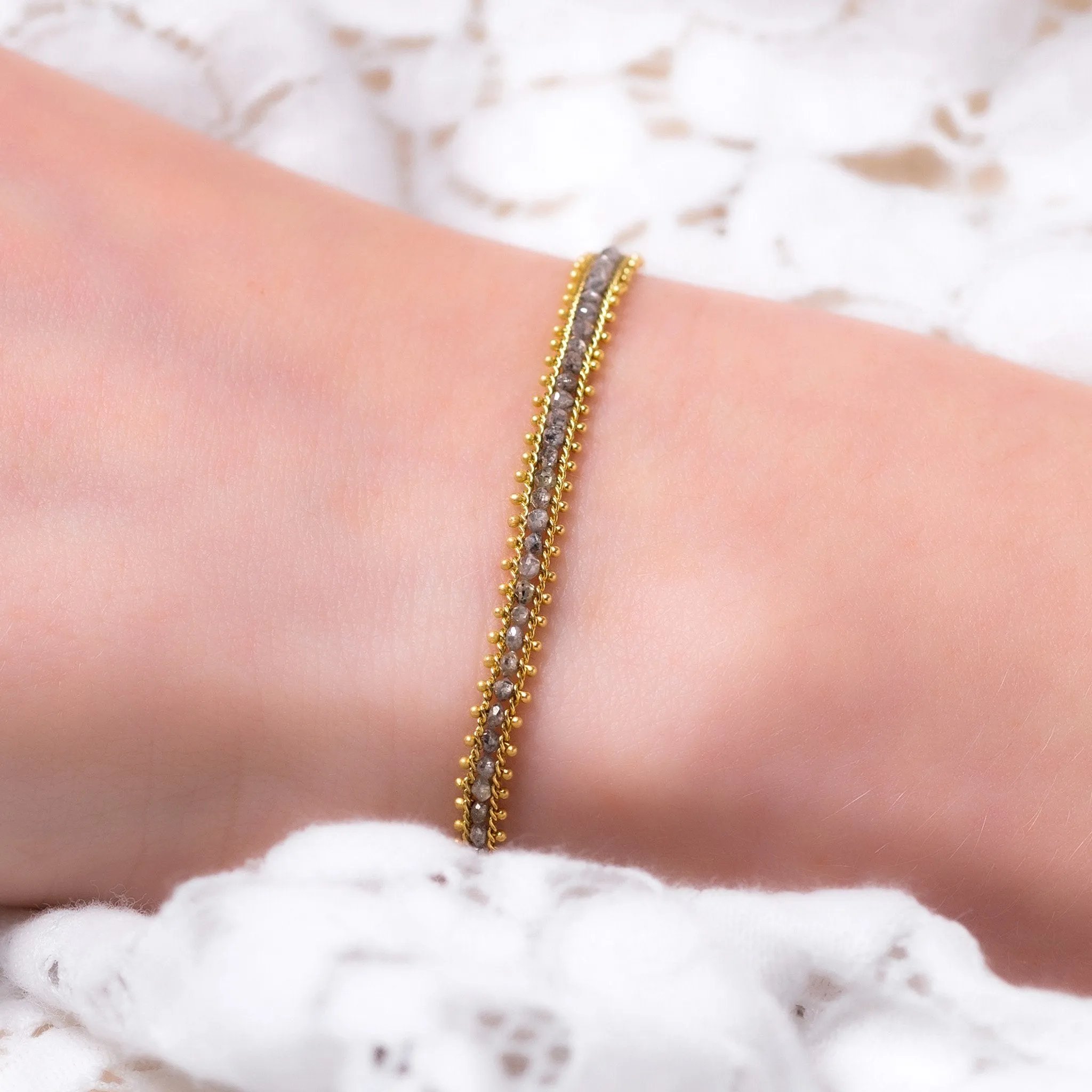 Textile Row Bracelet in Grey Diamond